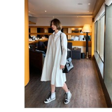 批发设计感不规则连衣裙女中长款春季<b class='q'>新款</b> 韩版宽松显瘦衬衫裙子潮女
