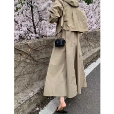批发韩国chic中长款<b class='q'>长袖</b>连衣裙女纯色简约裙子长裙+连帽外套<b class='q'>两件套</b>