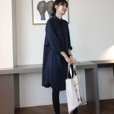 批发春秋新款韩版<b class='q'>长袖</b>白<b class='q'>衬衫女</b>中长款宽松显瘦衬衫裙百搭休闲上衣潮