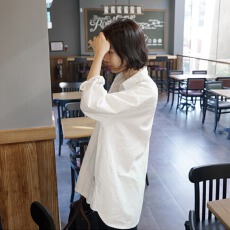 批发白<b class='q'>衬衫</b> 女春季长袖百搭宽松<b class='q'>韩版</b>中长款白<b class='q'>衬衣</b>女潮
