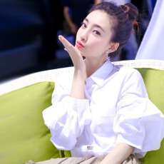 批发宽松<b class='q'>衬衫女</b>泡泡袖上衣设计感小众明星同款灯笼袖<b class='q'>白色</b>衬衣