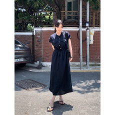 批发chic 韩版收腰抽绳侧开叉<b class='q'>连衣裙</b>