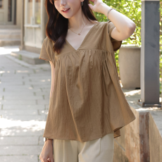 批发韩版大码<b class='q'>女</b>装纯色V领<b class='q'>短袖</b>雪纺衫宽松<b class='q'>休闲</b>薄上衣