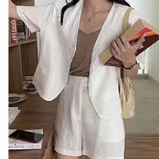 批发chic夏季韩版<b class='q'>百搭</b>套装女小<b class='q'>外套</b>衬衫上衣休闲阔腿短裤西装