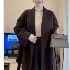 批发郑郑定制#<b class='q'>秋</b>冬新款高端气质高级感时尚百搭显瘦双面羊毛大衣女