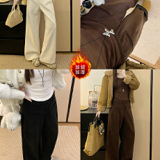 批发加绒 冬季休闲<b class='q'>大码</b>裤子 <b class='q'>大码</b>女装冬季<b class='q'>大码</b>阔腿裤遮肉显瘦长款裤