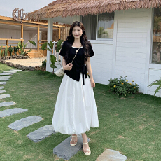 批发大码女装夏季不规则绑带T恤收腰显瘦大码T恤<b class='q'>套装</b>大码两件套