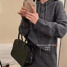 批发休闲套装慵懒连帽长袖套头毛衣女秋冬穿搭针织半身裙全羊毛两件套