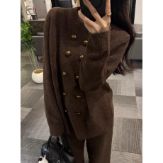 批发宽松显瘦休闲慵懒风毛衣阔腿裤冬季穿搭套装女两件