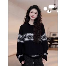 批发韩系氛围感穿搭漂亮<b class='q'>毛衣</b>女春季2026<b class='q'>新款</b>高级感费尔岛黑色针织衫女