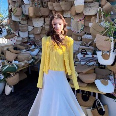 批发赵小小【贩卖温柔 吊带叠穿木耳边长袖针织毛衣可外穿上衣