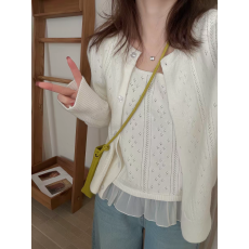 批发蕾丝拼接气质淑女针织两件套女2026春季新款<b class='q'>甜美</b>针织开衫潮