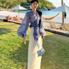 批发2026超火一整套穿搭法式气质套装女一片式绑带<b class='q'>碎花</b>衬衫高腰休闲<b class='q'>裤</b>