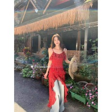 批发春夏度假风清新碎花不规则层叠吊带<b class='q'>连衣裙</b>女