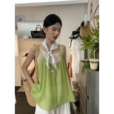 韩系温柔风超仙吊带背心女短上衣内搭两件套装海边夏季穿搭一整套