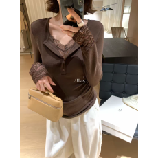 批发一勺甜Hers2026秋季新款日常蕾丝假两件拼接气质小衫女