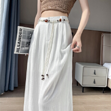 批发实拍2026新款高腰垂感拖地休闲宽松<b class='q'>裤</b>子冰丝<b class='q'>棉麻</b><b class='q'>阔腿裤</b><b class='q'>女</b>