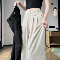 批发实拍#满天星烫钻西装阔腿裤<b class='q'>女</b>夏季新款高腰垂感显瘦休闲裤子