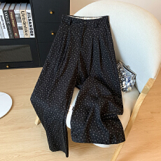 批发实拍碎花早春新款韩版时尚百搭显瘦高腰直筒裤女宽松休闲阔腿<b class='q'>裤子</b>