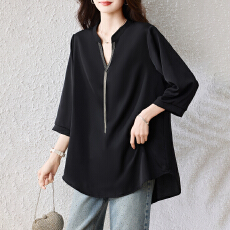 批发实拍2026年<b class='q'>新款</b>大码胖MM宽松遮肉显瘦上衣衬衫流苏薄款<b class='q'>雪纺衫</b>短袖