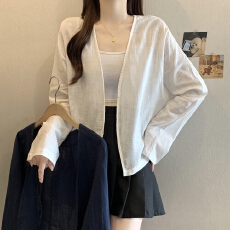 批发已出货 实拍秋装新款高级感苎麻开衫<b class='q'>外套</b>轻奢防晒衫<b class='q'>长袖</b>衬衫上衣