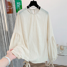 批发实拍2026早春大码女装法式时尚苎麻<b class='q'>灯笼袖</b><b class='q'>衬衫</b>慵懒上衣