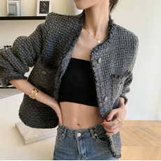 批发2026早春装大码小香风<b class='q'>外套</b>高感小个子粗花呢<b class='q'>气质</b>短款上衣