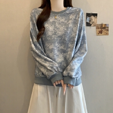 批发实拍2026早春高级感气质雪花圆领卫衣时尚洋气宽松百搭套头上衣