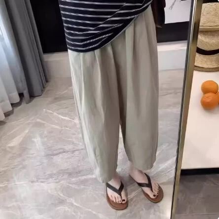 여름 드레스 새로운 일본식 워크웨어 캐주얼 바지 와이드 레그 팬츠 문예 느긋한 바람 느슨함 센스 바지 루즈핏 캐주얼 바지