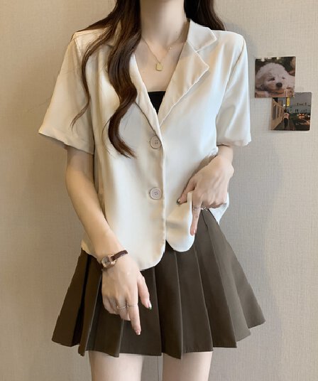 실사 여름 드레스 빅 사이즈 여성 의류 작은 양복 쇼트 스타일 작은 키 디자인 센스 정장 맨위 m 4xl 200 kg