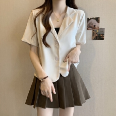 批发实拍夏装大码女装<b class='q'>小西装</b>短款小个子设计感西服上衣M 4XL200斤