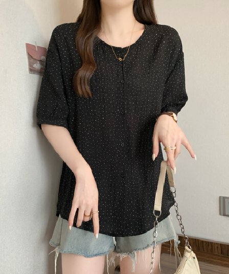 실사 여름 새로운 빅 사이즈 여성 의류 디자인 센스 작은 대중 꽃무늬 셔츠 패션 다용도 고급 센스 아름다운 맨위