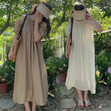 批发2026夏装韩版宽松露肩法式气质大码女装胖MM<b class='q'>甜美</b>连衣裙M 4XL200斤