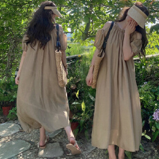 批发2026夏装韩版宽松露肩法式气质大码女装胖MM甜美连衣裙M 4XL200斤