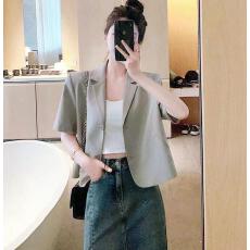 批发夏装韩版大码女装小西装外套小个子设计感<b class='q'>西服</b>上衣M 4XL200斤