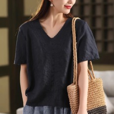 批发夏装新款大码女装<b class='q'>韩版</b>v领灯笼袖a字甜美波点<b class='q'>娃娃衫</b>衬衫