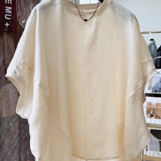 批发夏装新款大码<b class='q'>棉麻</b>设计感蝙蝠衫慵懒风宽松短袖小衫圆领衬衫<b class='q'>上衣</b>