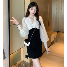 批发<b class='q'>春</b>装新款大码女装显瘦名媛气质小香风蕾丝连衣裙M-4XL200斤