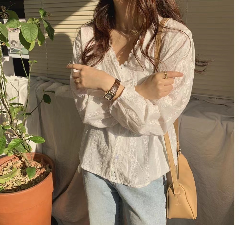 여름 드레스 빅 사이즈 여성 의류 부드러운 바람 프랑스식 디자인 센스 다용도 대양 품격 긴팔 셔츠 m-4xl200 근