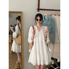 批发夏装新款大码女装白色镂空连衣裙民族风新中式显瘦<b class='q'>短裙</b>
