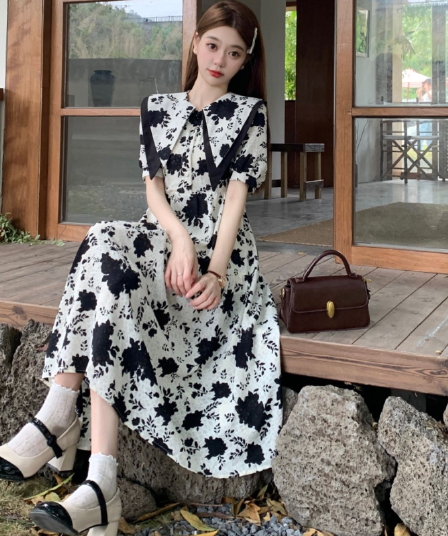 실사 여름 드레스 빅 사이즈 여성 의류 꽃무늬 드레스 롱 스커트 지방 mm 표지 배 디자인 센스 작은 대중 m-4xl200 근