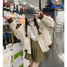批发秋冬装新款<b class='q'>棒球</b><b class='q'>服外套</b>女美式街头小个子短款百搭休闲撞色夹克