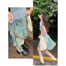 批发流光倚梦'不规则晕染半身短裙 夏日萤火层次感半裙