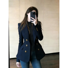 批发法式高级感藏青色双排扣西装2026春季新款气场强大通勤风<b class='q'>外套</b><b class='q'>上衣</b>