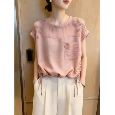批发2026夏季新款甜美减龄镂空设计感<b class='q'>衬衫</b><b class='q'>韩版</b>温柔风小众别致短袖上衣