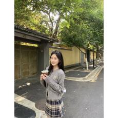 批发复古灰色麻花打底针织开衫女春季收腰短款毛衣半裙内搭连衣裙套装