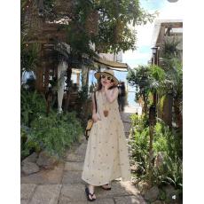 批发韩系新款甜美风<b class='q'>蝴蝶结</b>背心<b class='q'>连衣裙</b>女装夏季小众减龄宽松A字裙长裙