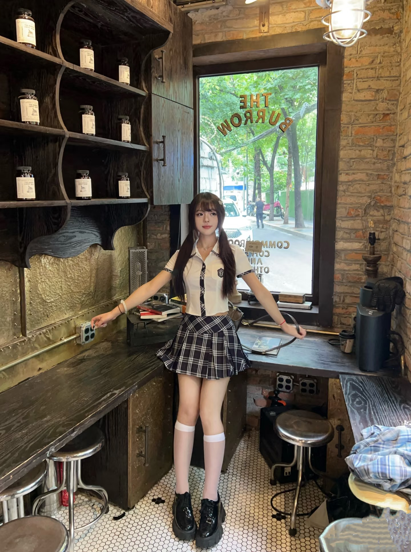 학원 스타일 세트 여성 여름 순수한 욕망 허리 수축 슬림해 보이는 화이트 셔츠 플리츠 스커트 투피스 세트
