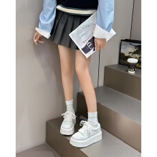 批发2025爆款新款潮流时尚真皮厚底增高松糕休闲鞋板鞋女小白鞋