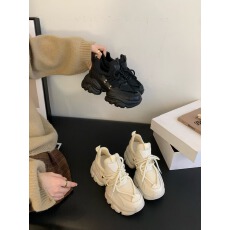 批发2025四季潮流防滑厚底真皮运动老爹鞋女增高休闲妈妈鞋运动鞋